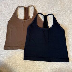 Nux Brown & Black Spaghetti Strap Racer Back Tank Tops Size M